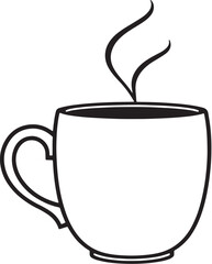 Steaming Coffee Mug Silhouette on white background