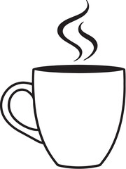 Steaming Coffee Mug Silhouette on white background
