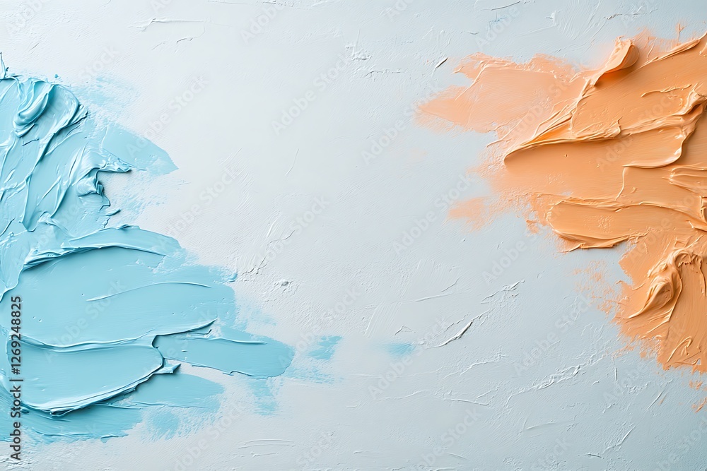 Poster exploring color harmony aerial view of artistic expression in paint texture studio design