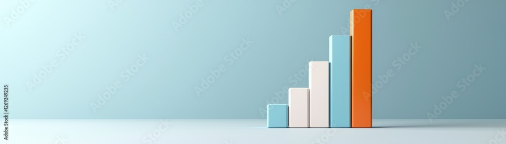 Poster modern business growth chart with colorful bars representing success and development in a minimalist