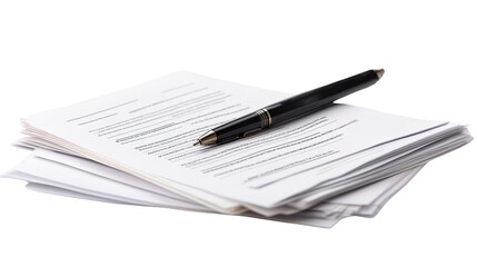 Agreement & Pen: A sleek black pen rests delicately atop a stack of important documents.