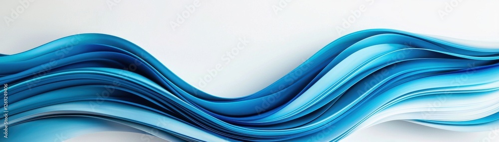 Poster elegant blue wave abstract design on white background for modern digital and print media application