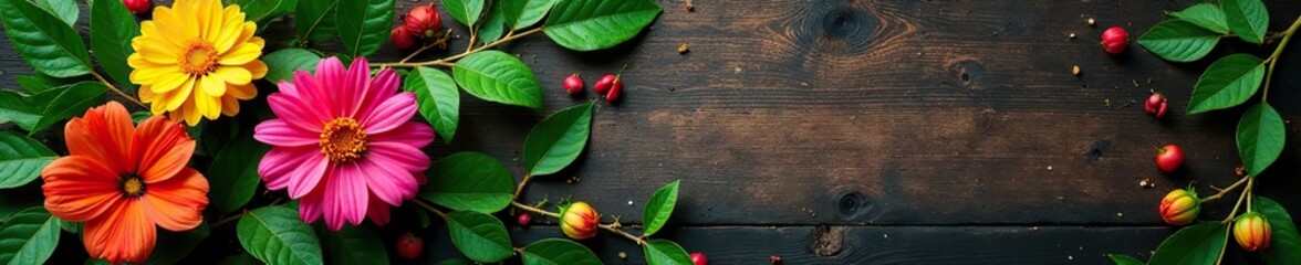 Obraz premium Enredadera con hojas y flores que se entrelazan con la madera del ?rbol, wood, botanical, greenery