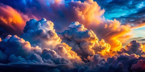 Surreal Colorful Fluffy Clouds Abstract Dreamy Bluescape Stock Photo