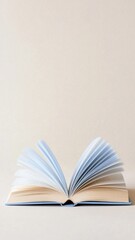 Obraz premium Open book with turning pages on neutral background