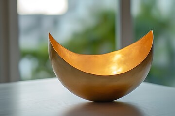 Golden Crescent Bowl: Modern Decorative Art