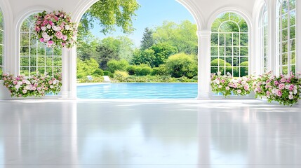 Serene poolside garden