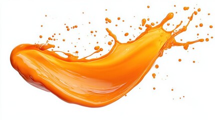 A splash of orange paint on a white background