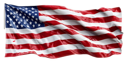 Obraz premium American Flag Waving Red, White, and Blue, National Symbol of Patriotism, isolated on transparent background.
