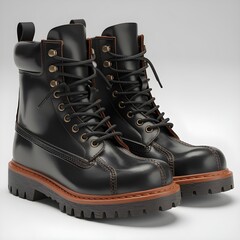 Stylish Long Black Lace-Up Boots with Rugged Soles for Outdoor Wear