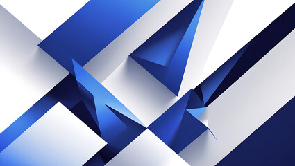 Modern Abstract 3D Geometric Background with Blue and White Angular Shapes