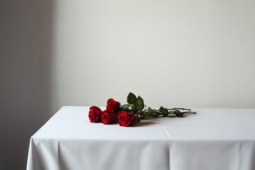 Roses buquet on a table Valentines day gift background decoration