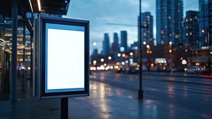 Blank billboard city night advertising mockup