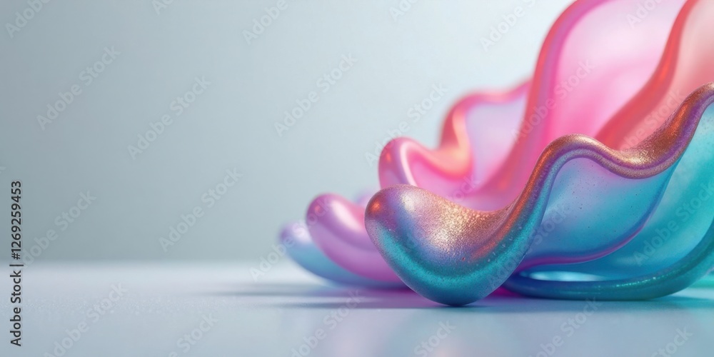 Aufkleber abstract iridescent forms in pastel hues exhibiting a wave-like pattern on a smooth surface