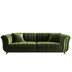 Obraz premium Elegant Green Velvet Button Sofa home isolated on transparent background