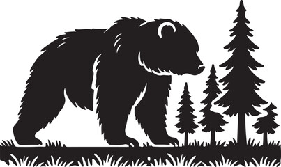 Bear animal vector silhouette , clip art, and symbol. Shilhouette of animal concept and simple design