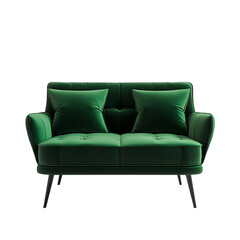 Fototapeta premium Elegant Green Velvet Button Sofa home isolated on transparent background