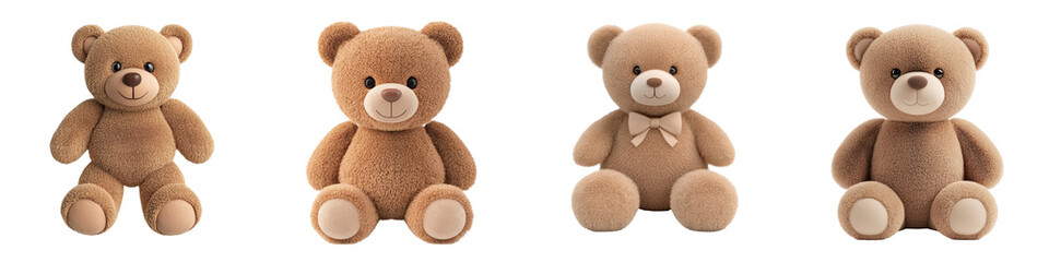 Obraz premium Adorable collection of soft furry teddy bears in various sizes perfect as plush companions and toys for children These huggable cozy plush animals provide comfort love
