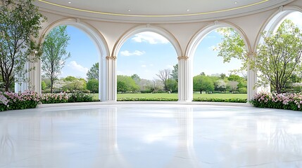 Elegant hall with garden view