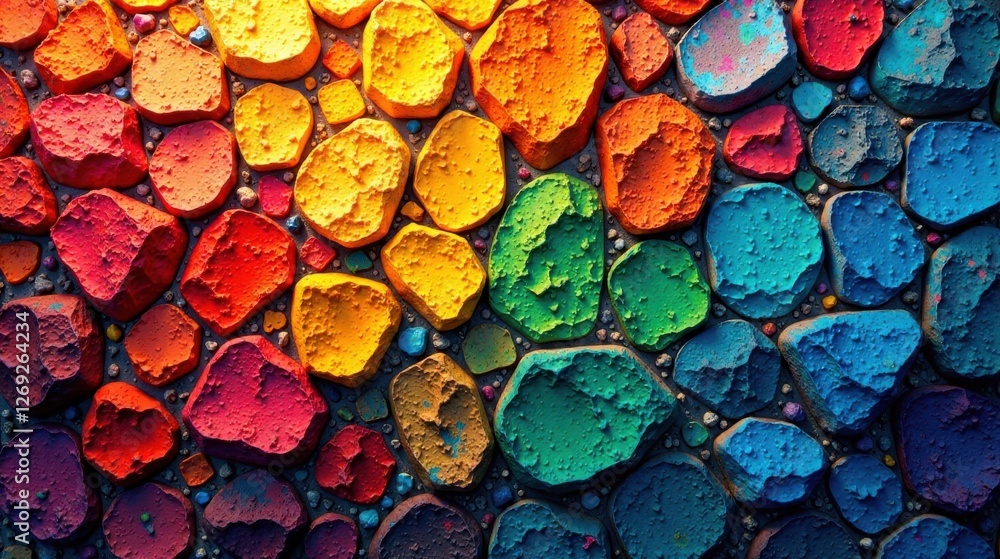 Aufkleber vibrant spectrum of textured pebbles in a colorful arrangement forming a striking and artistic desig