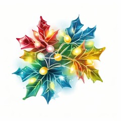 Obraz premium the AI Image Generator, Festive Pine Branch With Bright Yellow Holiday Lights