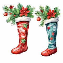 the AI Image Generator, Festive Christmas Stockings with Decorative Patterns