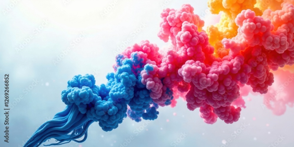 Aufkleber abstract colorful ink swirls a vibrant, dynamic display of blue, pink, and orange hues merging and f