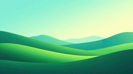 Fototapeta premium Serene Rolling Hills Under a Calm Sky A Tranquil Landscape Illustration Featuring Lush Green Meadows and Gentle Slopes