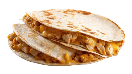 Delicious Chicken Quesadillas: A close-up shot showcases golden, inviting quesadillas, filled with tender chicken and melted cheese. This image captures the mouthwatering texture and vibrant flavors.