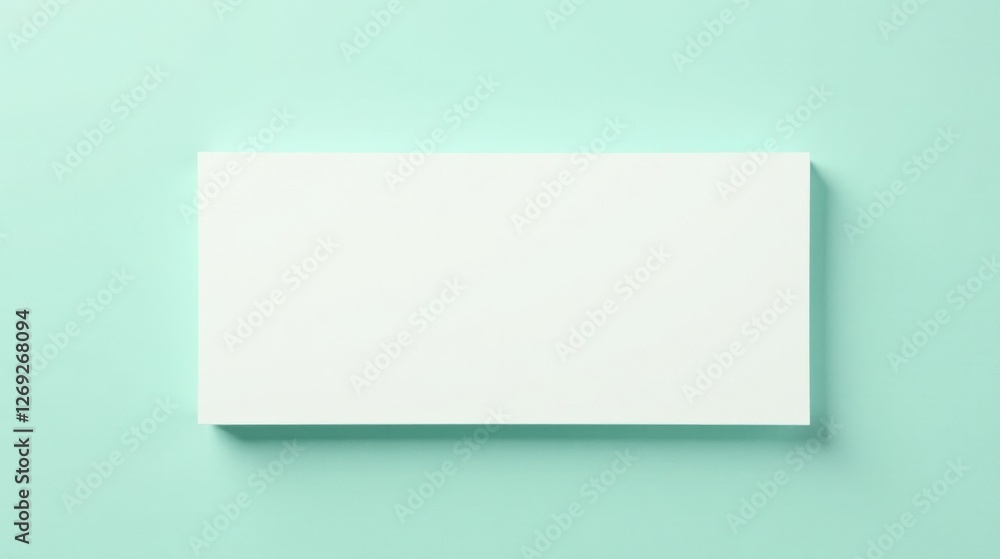 Aufkleber clean white rectangle on a pale aqua background, perfect for minimalist design projects and branding
