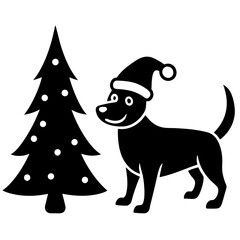 dog with christmas gift