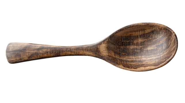 Handcrafted wooden spoon: A rustic, beautifully carved wooden spoon showcases natural wood grain and craftsmanship, perfect for culinary enthusiasts and those who appreciate handmade items.