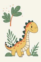 Children's world of imagination: a naive dinosaur for educational books and games
