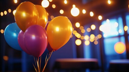 Colorful balloons festive party indoor lights celebration