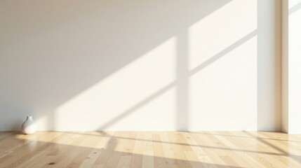 Fototapeta premium Sunlit Empty Room with Minimalist Decor A Blank Canvas for Interior Design Inspiration