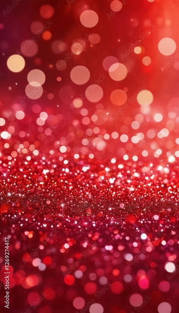 Poster a stunning background features shiny red glitter that sparkles under bright light, creating a festiv
