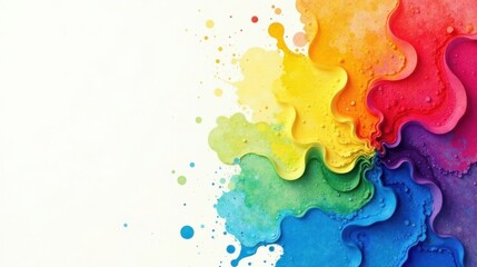 Fototapeta premium Abstract Rainbow Hues Layered Paper Design with Vibrant Color Splashes and Textured Surface
