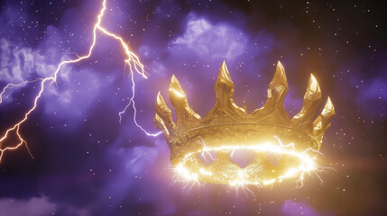 Ornate Crown in a Stormy Sky: Power and Majesty
