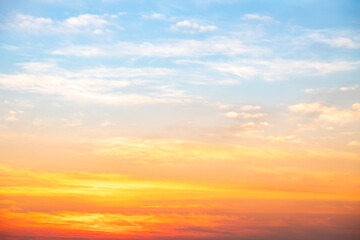 Beautiful , luxury soft gradient orange gold clouds and sunlight on the blue sky perfect for the...