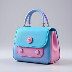Hyper-Realistic 3D Handbag with Vibrant Electric Blue, Bright Pink, and Neon Yellow Color Palette