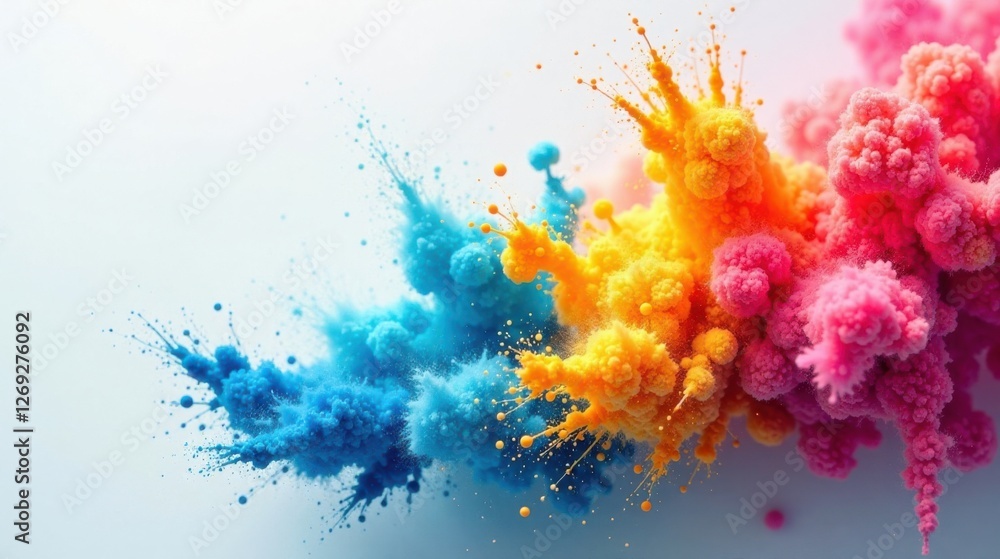 Aufkleber Vibrant Hues Exploding in a Symphony of Color An Abstract Composition Featuring a Dynamic Burst of Powdered Pigments in a Spectrum of Blues, Oranges, and Pinks