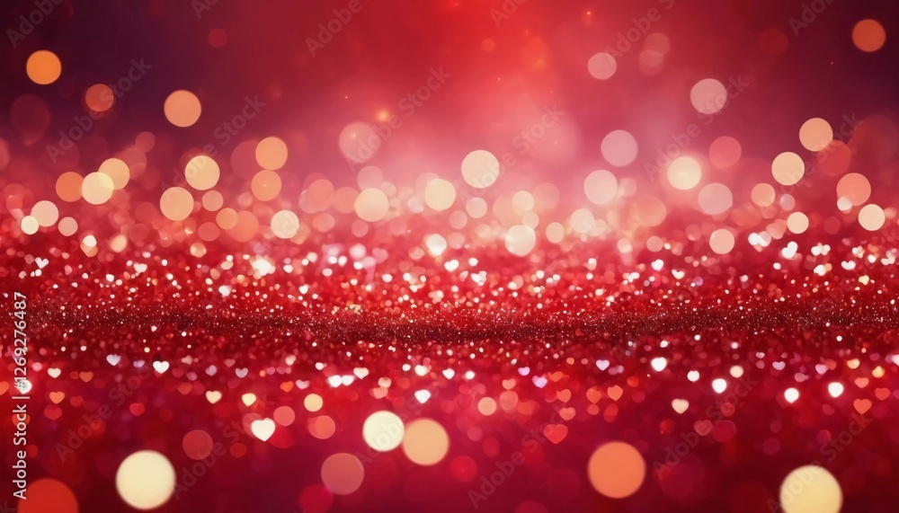 Poster a stunning background features shiny red glitter that sparkles under bright light, creating a festiv