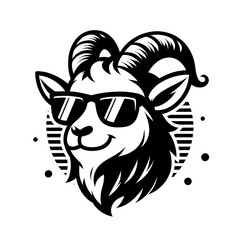 vector image of a goat, goat head mascot, goat, cool, style, vector, illustration, head goat