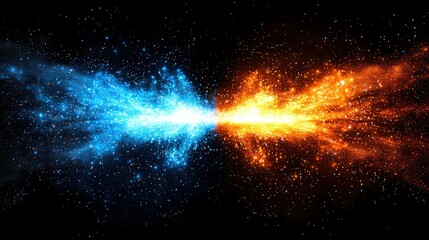 Obraz premium Two Stars Colliding in Cosmic Display of Vibrant Blue and Orange Colors