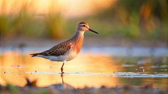 Temminck's Stint Bird in Maguri Beel, Assam, India - Wildlife Photography