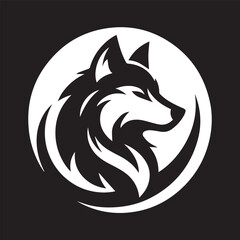 Obraz premium Wolf icon logo black silhouette vector illustration