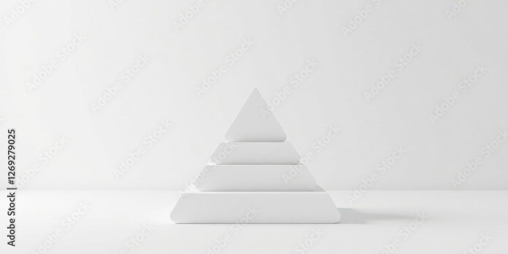 Aufkleber abstract white pyramid structure on a plain background, ideal for minimalist designs and presentatio