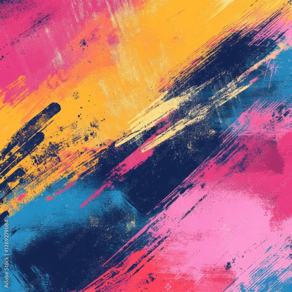 Aufkleber vibrant abstract paint strokes in bold colors creating a dynamic visual experience.
