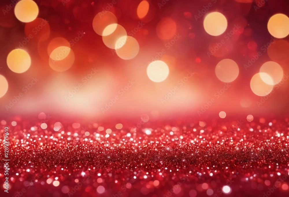 Poster a stunning background features shiny red glitter that sparkles under bright light, creating a festiv