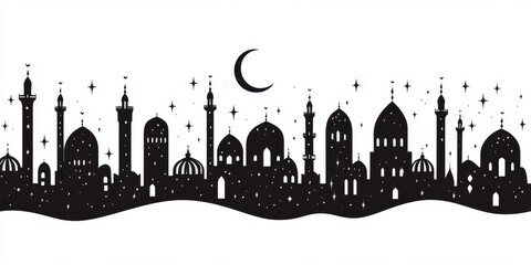 Obraz premium Silhouette Islamic City at Night